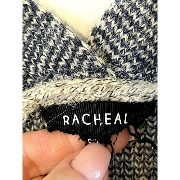 Racheal Buffalo Check Blue/Gray Open Cardigan Knit Sweater S/M Pockets long soft - Picture 4 of 5